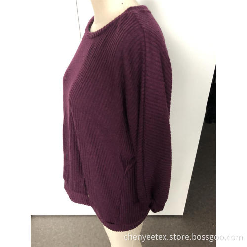 Knit stripe round neck sweater